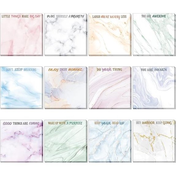 Zonon Inspirational Sticky Notes (12 Pack 50 Sheets)