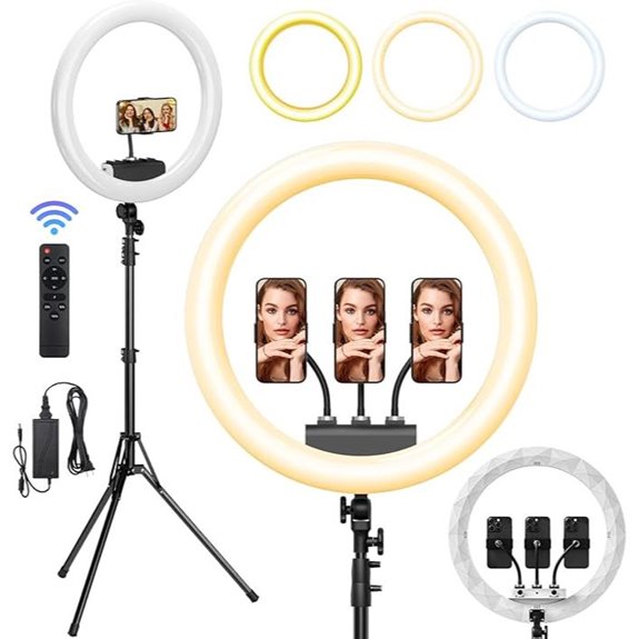 Ring Light with Stand 19in LED 3 Holders