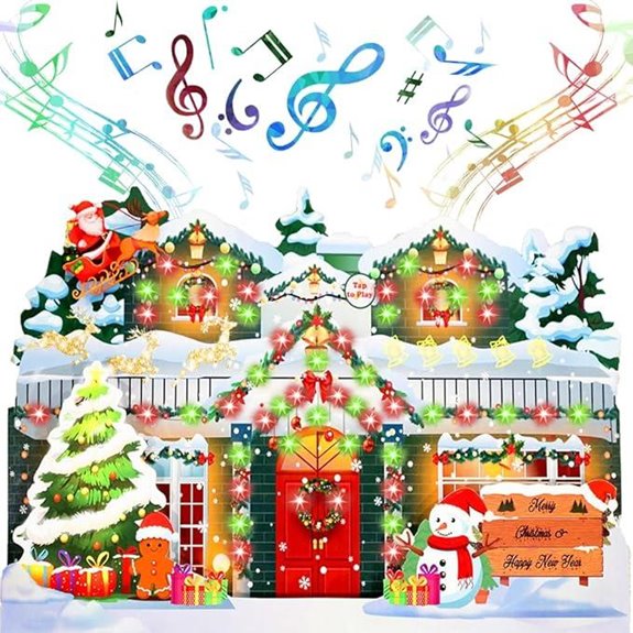 3D Musical Christmas Card with Lights and Songs