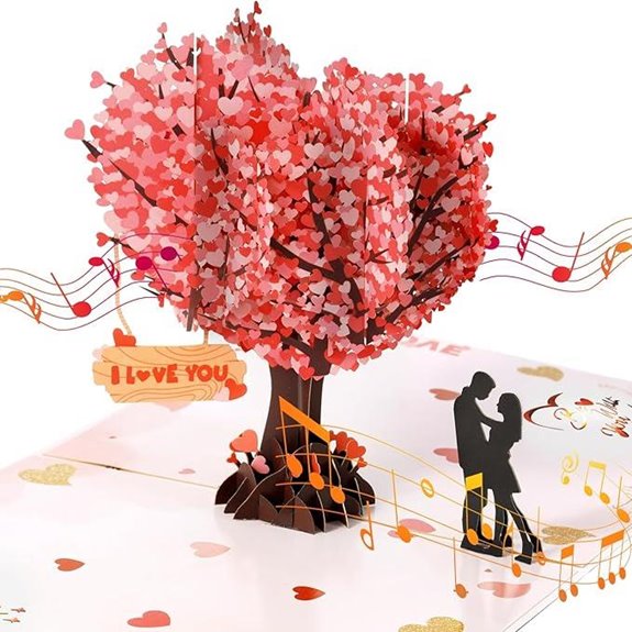 Pop Up 3D Romantic Love Heart Tree Card with Envelope
