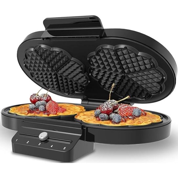 Electric Heart-Shaped Waffle Maker with Adjustable Browning