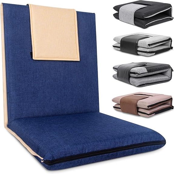 Adjustable Floor Chair with Back Support and Linen Cover