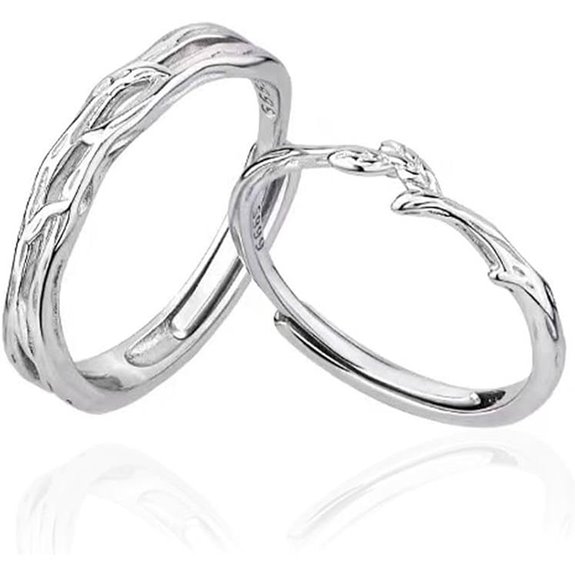 Hebelee Adjustable Matching Couple Rings Set Silver