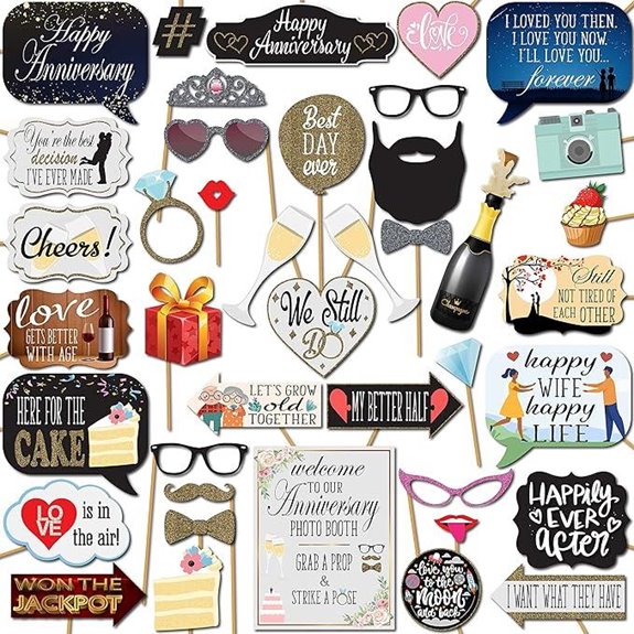 Anniversary Photo Booth Props Kit (41 pcs)