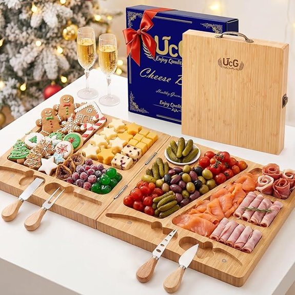 Charcuterie Bamboo Cheese Board with Knife Set