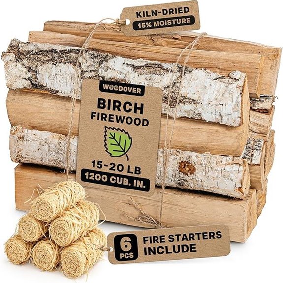 Birch Firewood Logs with Fire Starters (15) Set