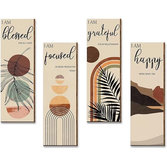 Boho Wall Art Prints Set of 4 Inspirational Decor