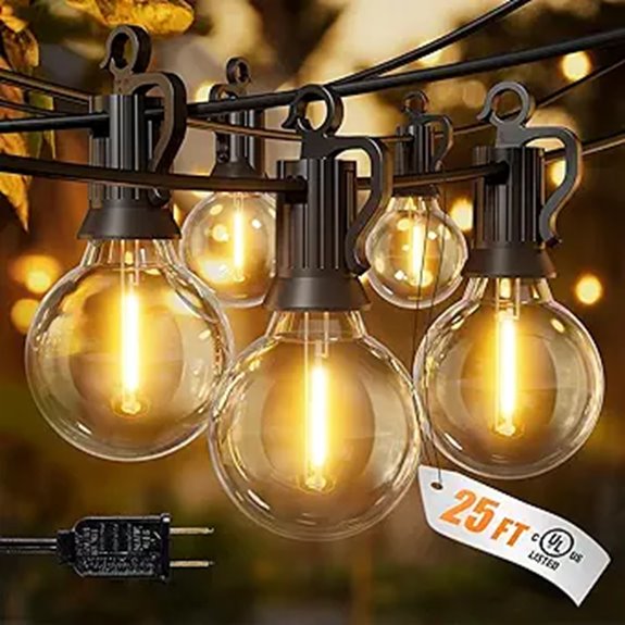 Brightown 25FT G40 Outdoor String Lights Waterproof & Dimmable