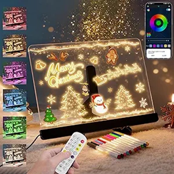 LED Color Note Board with Markers and Dimmable Brightness