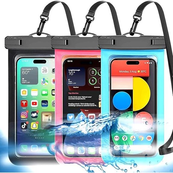 Multicolor Waterproof Phone Pouch 3-Pack (IP68)