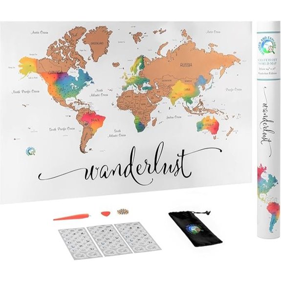 World Scratch Off Map | Watercolor Travel Wall Art