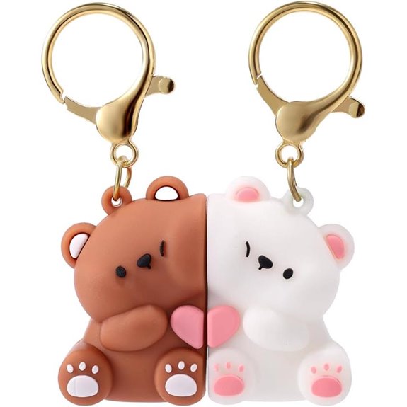 Couple Bear Keychain White & Brown Valentine's Gift