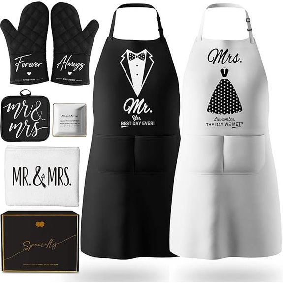 Mr & Mrs Aprons for Couples Gift Set