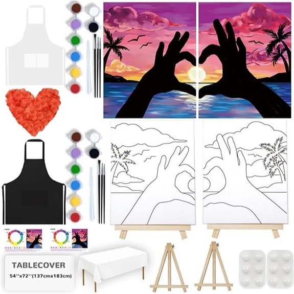2 Pack Sip and Paint Canvas Kits for Couples