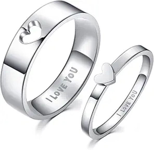 LAVUMO Heart Promise Rings for Couples Stainless Steel