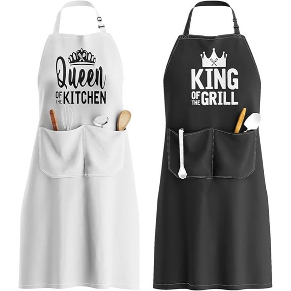 King & Queen Apron Set for Couples and Weddings