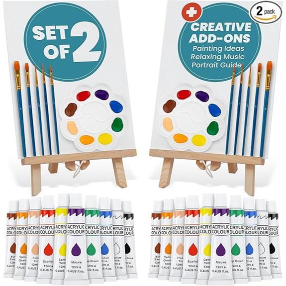 CraftyCrocodile Couple Painting Kit with Canvas and Easels
