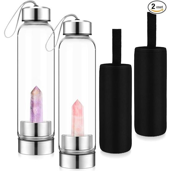 Meekoo Crystal Glass Water Bottle with Gemstones