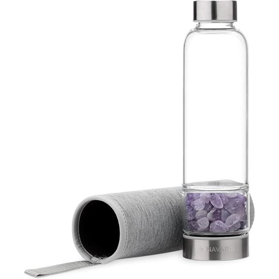 Navaris Crystal Water Bottle with Natural Gem Stones