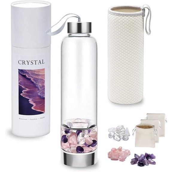 Crystal Water Bottle with 3 Stones for Tea Lovers