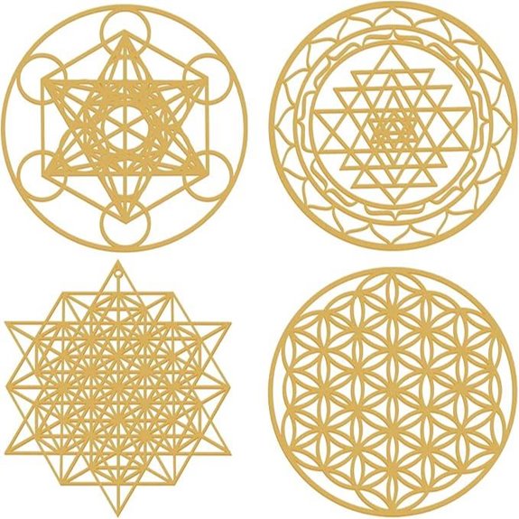 Leinuosen 4-Piece Crystal Grid Wall Art Set
