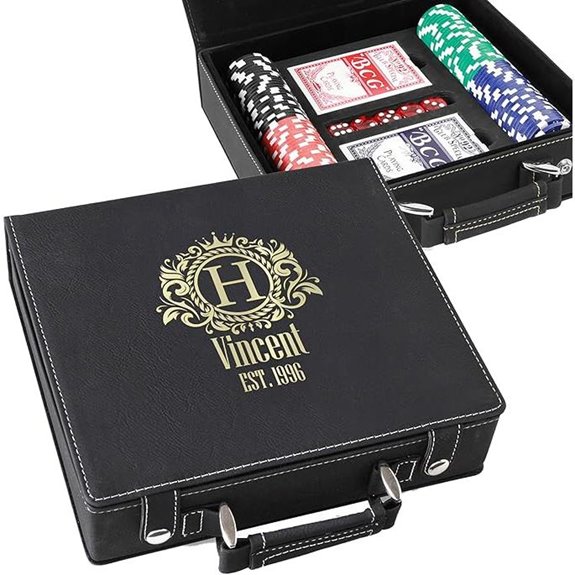 Personalized Leather Poker Set with Monogram Gift