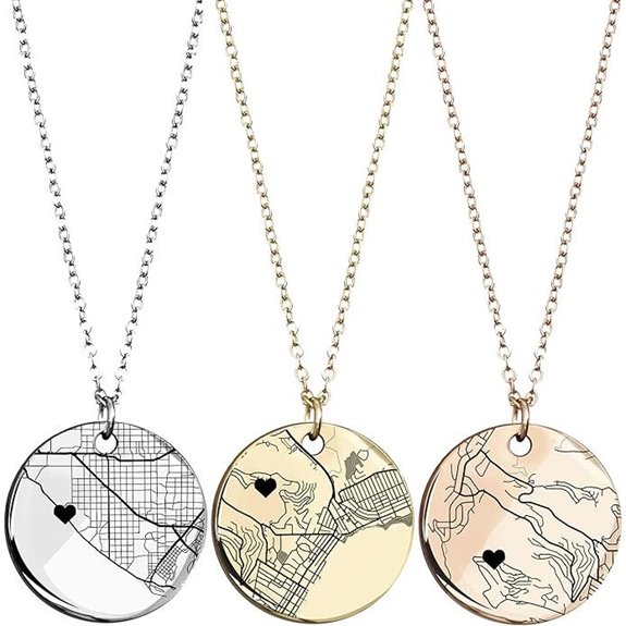 Personalized Map Necklace for Dad and Couples
