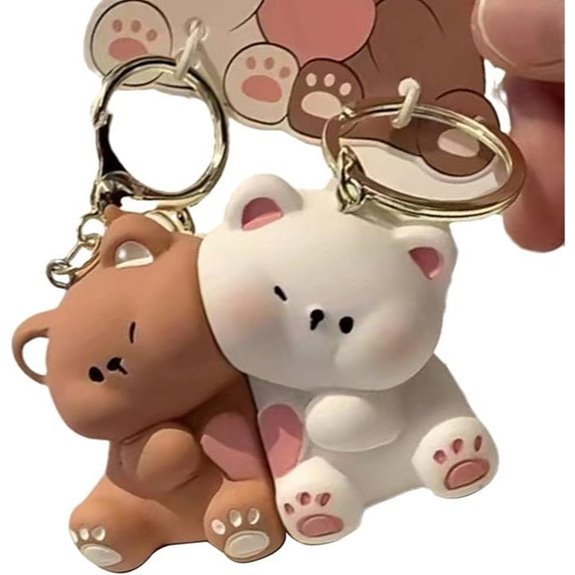 Cartoon Bear Couple Magnetic Keychain Set