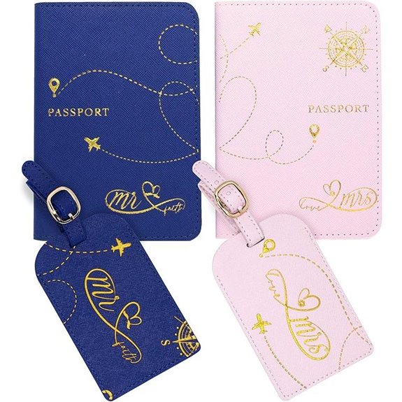 Decorably Mr & Mrs Passport Holder Set with Luggage Tags