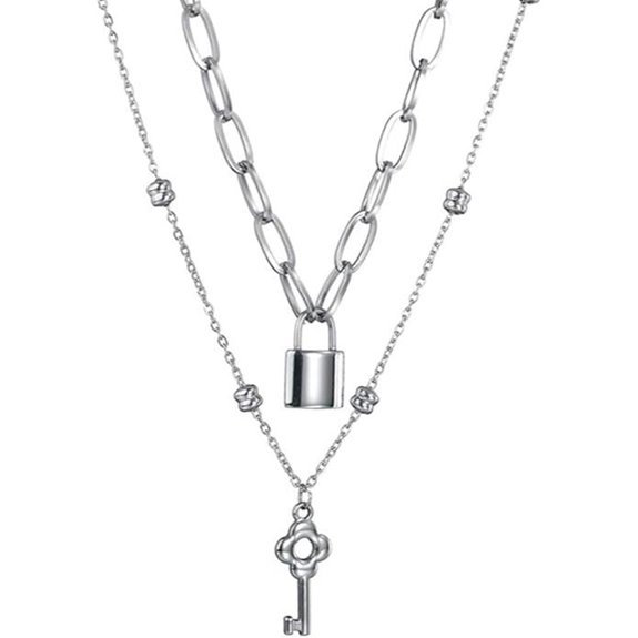 Jude Jewelers Double Chain Lock & Key Necklace
