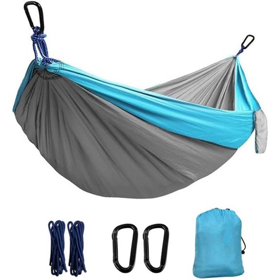 Double Camping Hammock with Tree Straps and Carabiners