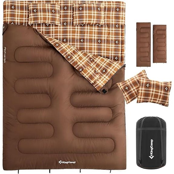 KingCamp Double Queen Size Sleeping Bag with Pillows