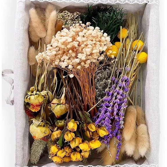 130Pcs Mixed Dried Flower Set for Home Decor