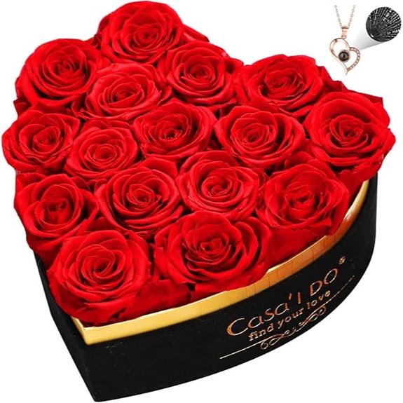 Forever Rose Flowers Gift Box with Necklace (16 pcs)