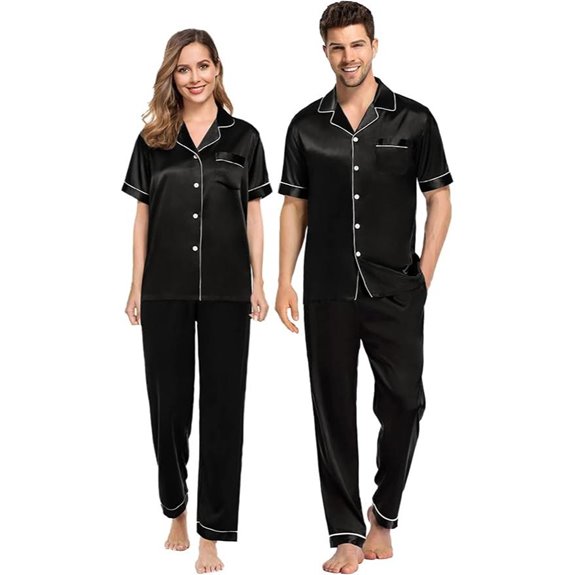SWOMOG Couples Satin Pajamas Set with Long Pants