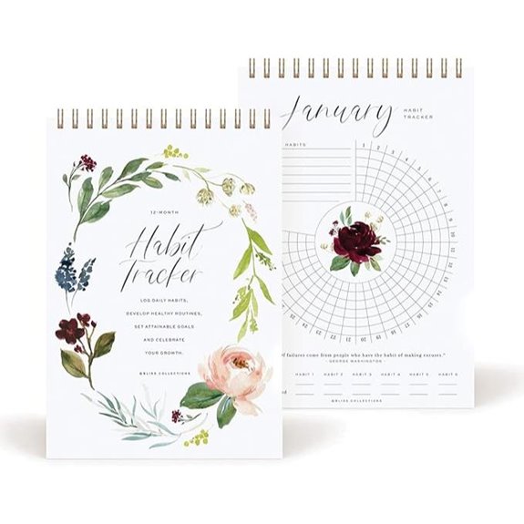 Bliss Habit Tracker Calendar Notepad Botanical Floral Design