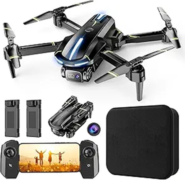 Foldable HD Camera Drone with Selfie & 2 Batteries