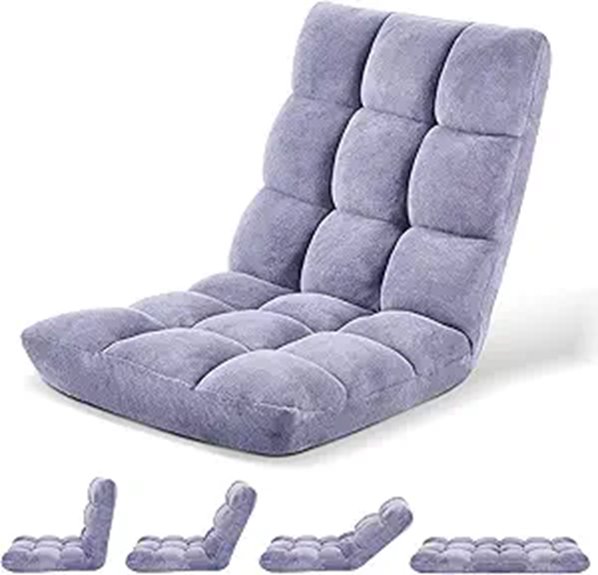 Folding Floor Chair with Back Support and Cushion