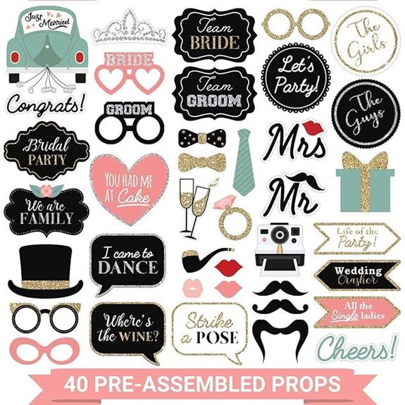 Wedding Photo Booth Props Set of 40