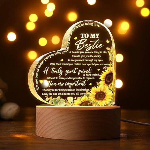 Retisee Bestie Gifts for Women Friendship Heart Night Light