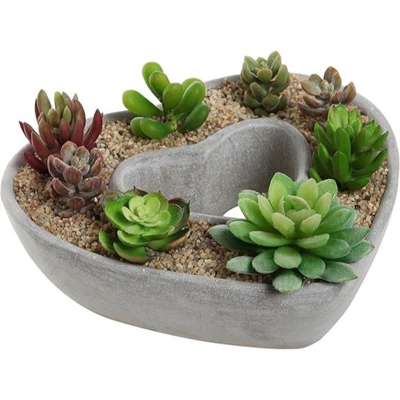 MyGift Gray Heart-Shaped Cement Plant Pot