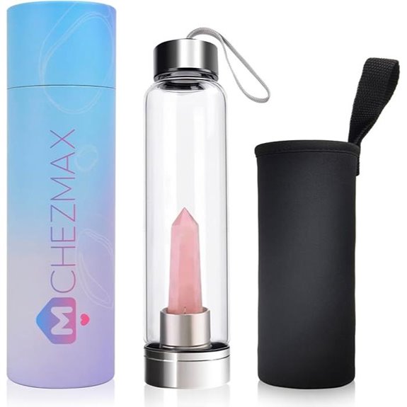 ChezMax Crystal Water Bottle with Healing Gemstone