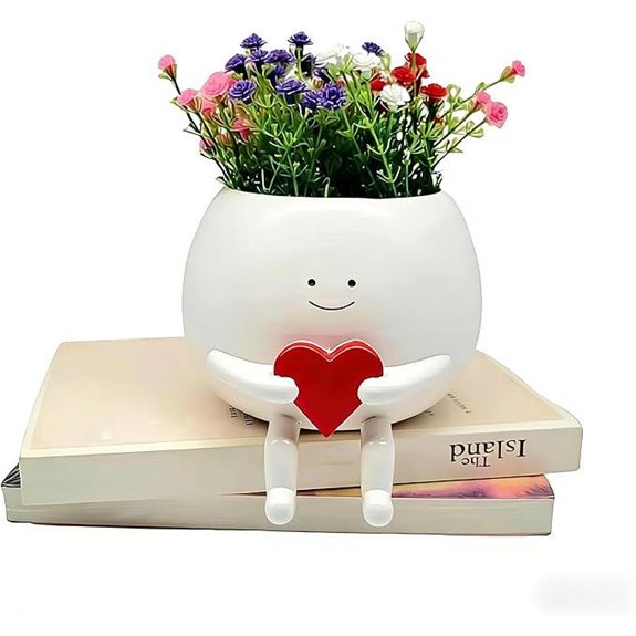 Face Heart Resin Cactus Planter for Indoor Decor