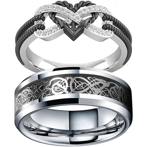 Infinite Love Heart-Shaped Couple Ring Set