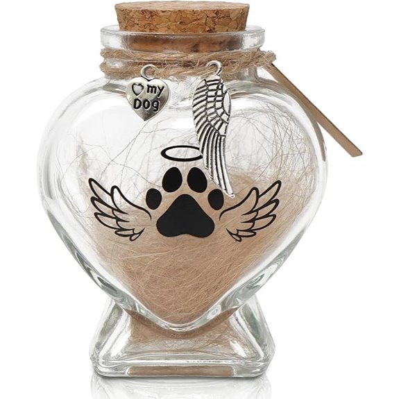 Pet Memorial Heart-Shaped Glass Urn for Fur or Ashes