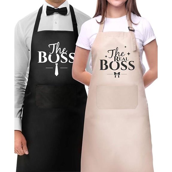 Funny Couple Apron Set for Cooking and Baking