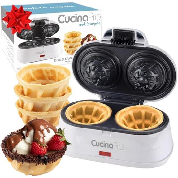 Double Waffle Bowl Maker for Ice Cream and Snacks