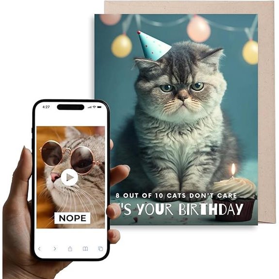 Funny Cat Birthday Card with Interactive Video
