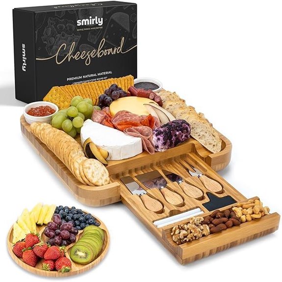 SMIRLY Large Bamboo Cheese Board Set