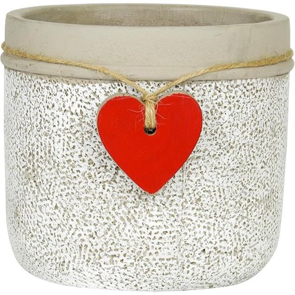 Classic Home and Garden 210028P-396 Heart Pot Planter Large Whitewash